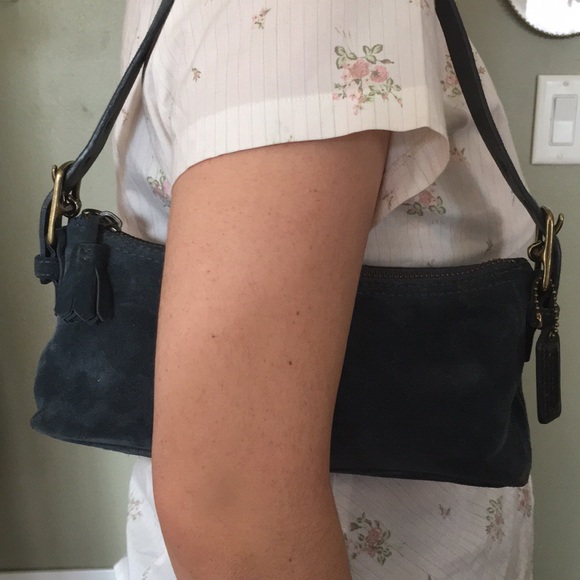 Coach Handbags - Vintage Coach tabby bag blue suede/brass mini-bag